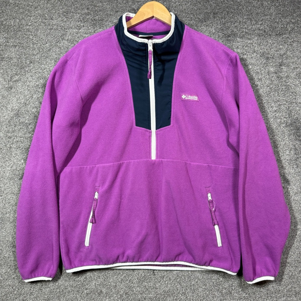 Columbia Fleece Pullover Womens L Half Zip Purple Navy